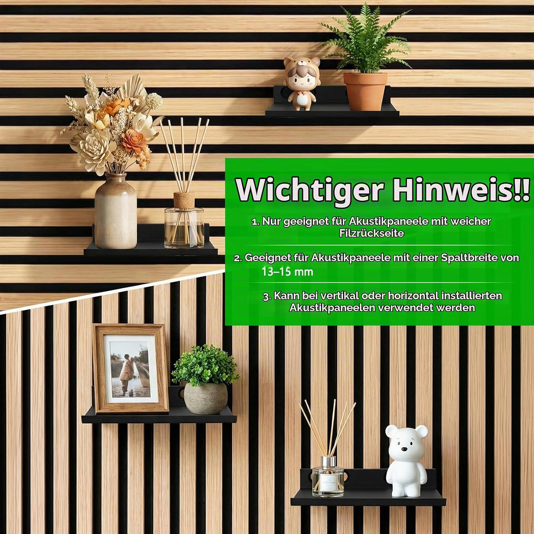 Hysagtek 2 Stück Regal für Akustikpaneel - Zubehör Akustikpaneele Ohne Bohren mit 8 Schrauben, Schwa