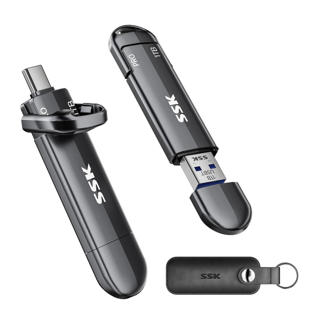 SSK 1TB USB C Stick bis zu 1000MB/S, Dual Portable SSD USB 3.2 Gen2 Type-A und Typ-C Externe Solid S