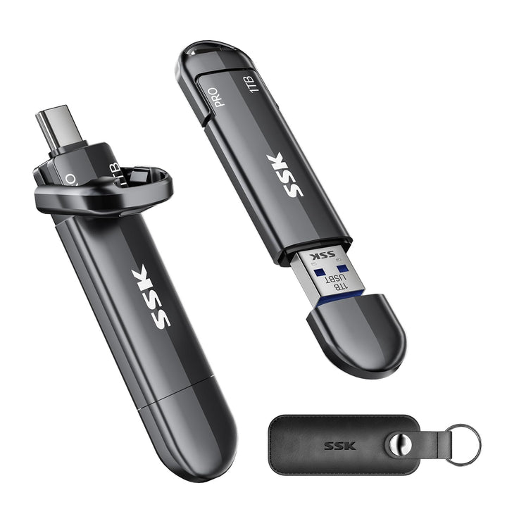 SSK 1TB USB C Stick bis zu 1000MB/S, Dual Portable SSD USB 3.2 Gen2 Type-A und Typ-C Externe Solid S