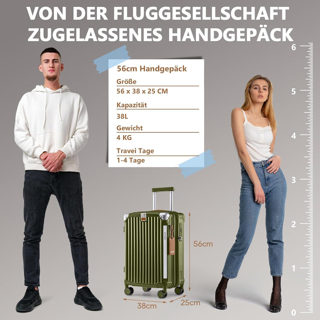 Joyway Koffer Trolley Reisekoffer von ABS Hartschalen Trolley mit Getränkehalter und 4 Rollen TSA Sc