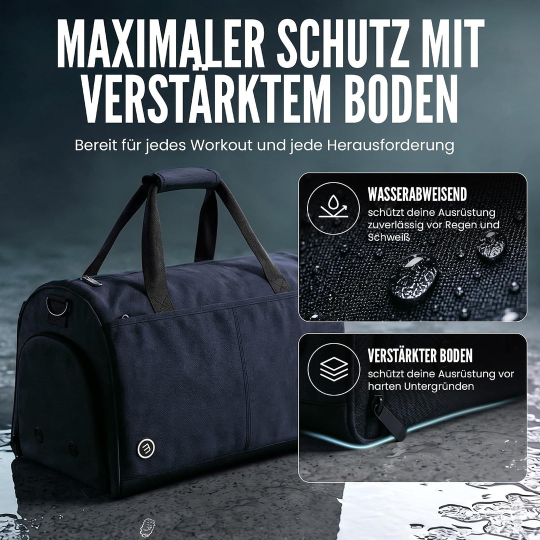 Sporttasche Herren Trainingstasche Damen + Schuhfach Nassfach | 40/60L mit Rucksack-Funktion, 30/50L