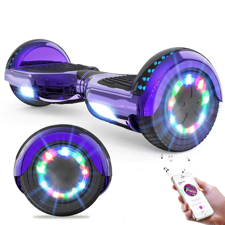 GeekMe Hoverboards 6.5”Zweimotoren 2-Rad-Hoverboards Hoverboards mit LED-Leuchten Bluetooth purple,