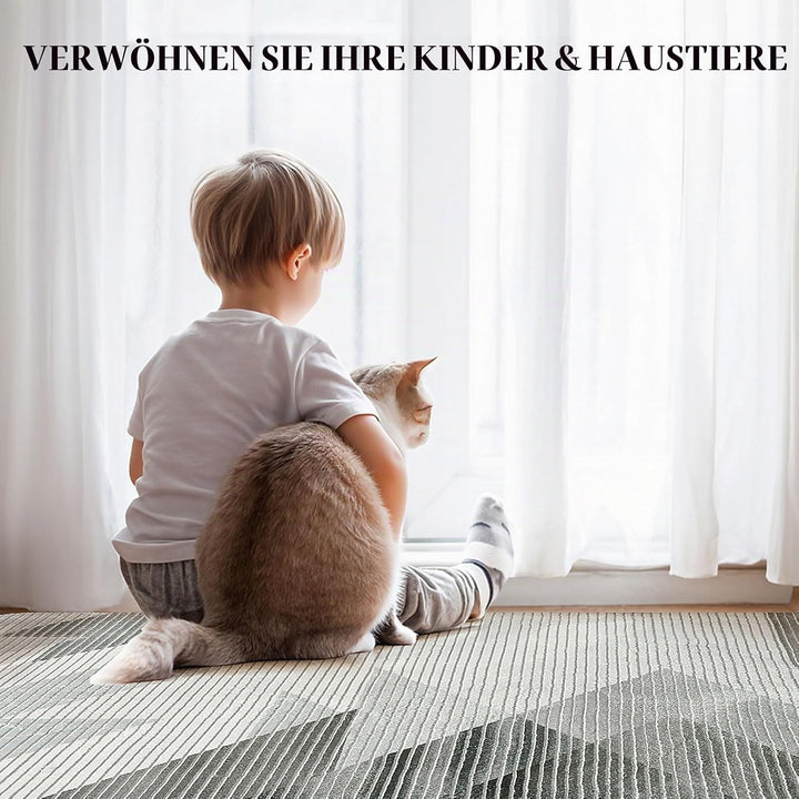 ASIinnsy Teppich Wohnzimmer Schlafzimmer Kurzflor Teppiche Modern Grosser Teppich rutschfest Weich A