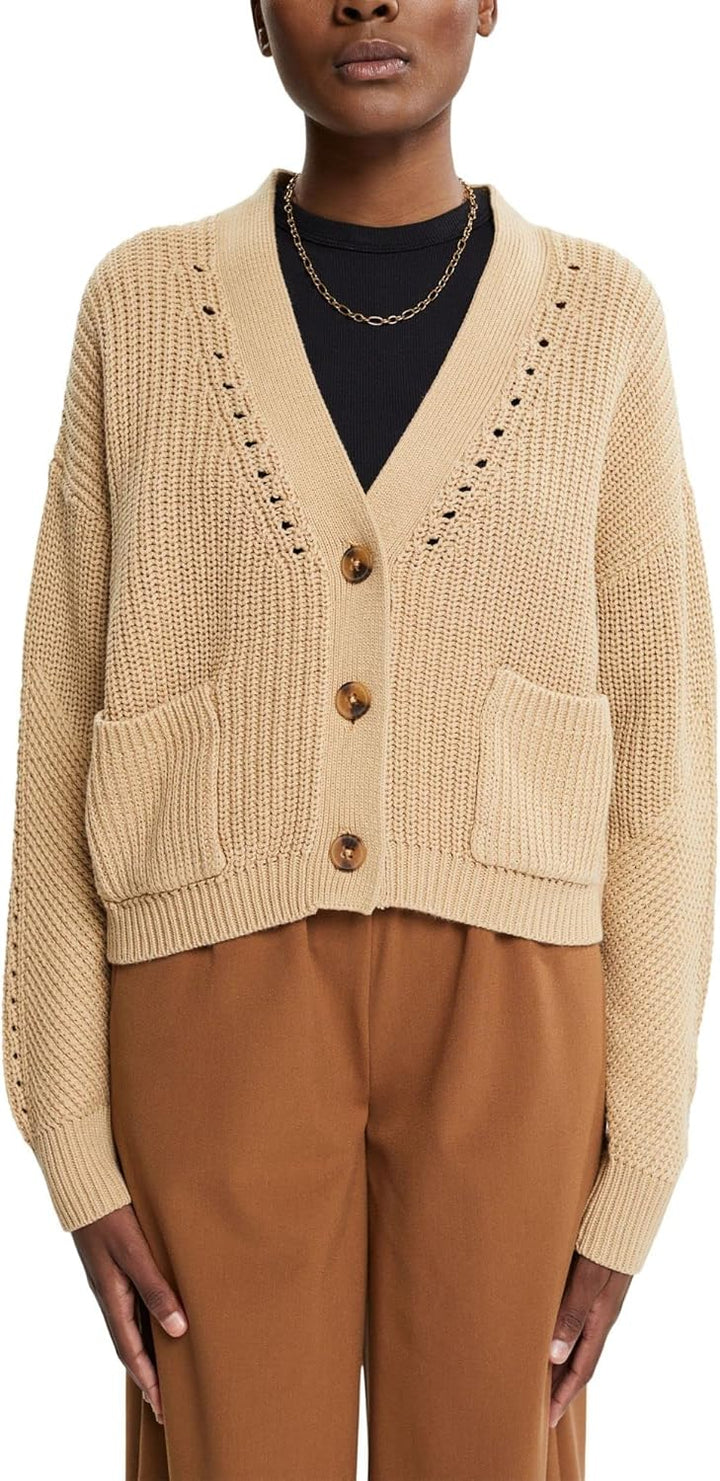 ESPRIT Damen Strickjacke, 285/Sand
