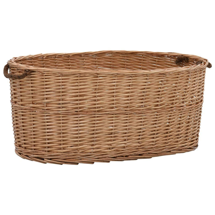 Premium Kaminholzkorb gross XXL Weide oval geflochten | Feuerholzkorb 80 cm mit praktischen Griffen