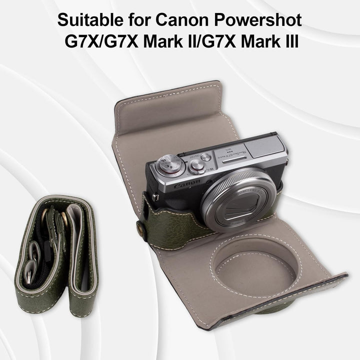 Rieibi G7X G7X II G7X III Hülle, Vintage Leder Kameratasche für Canon PowerShot G7 X/G7 X Mark II/G7
