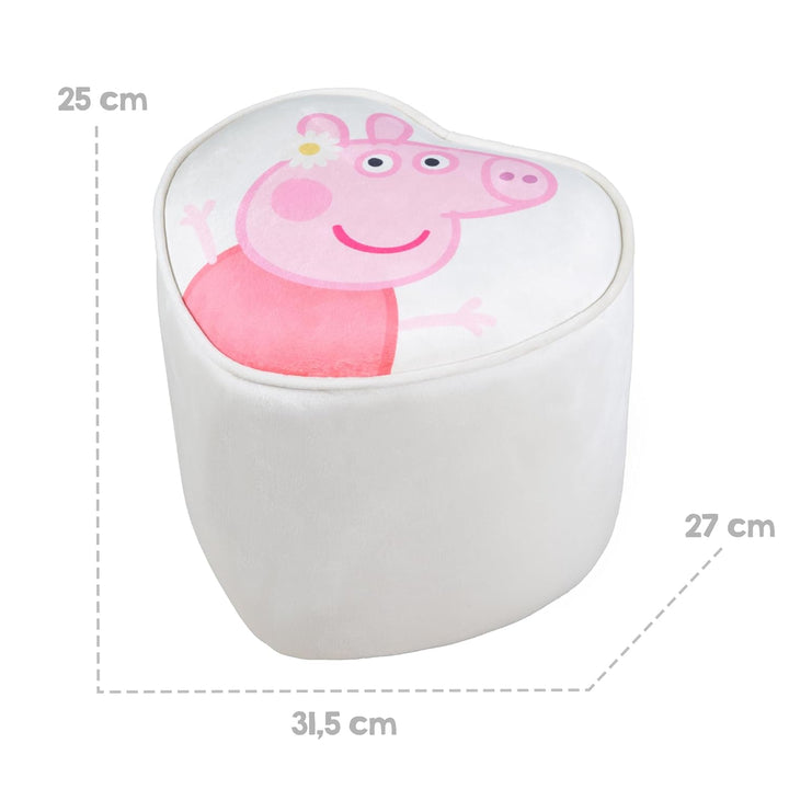 roba Pouf Coeur en Velours pour Chambre Enfant Peppa Pig - Tabouret Solide et Doux - Assise Stable d