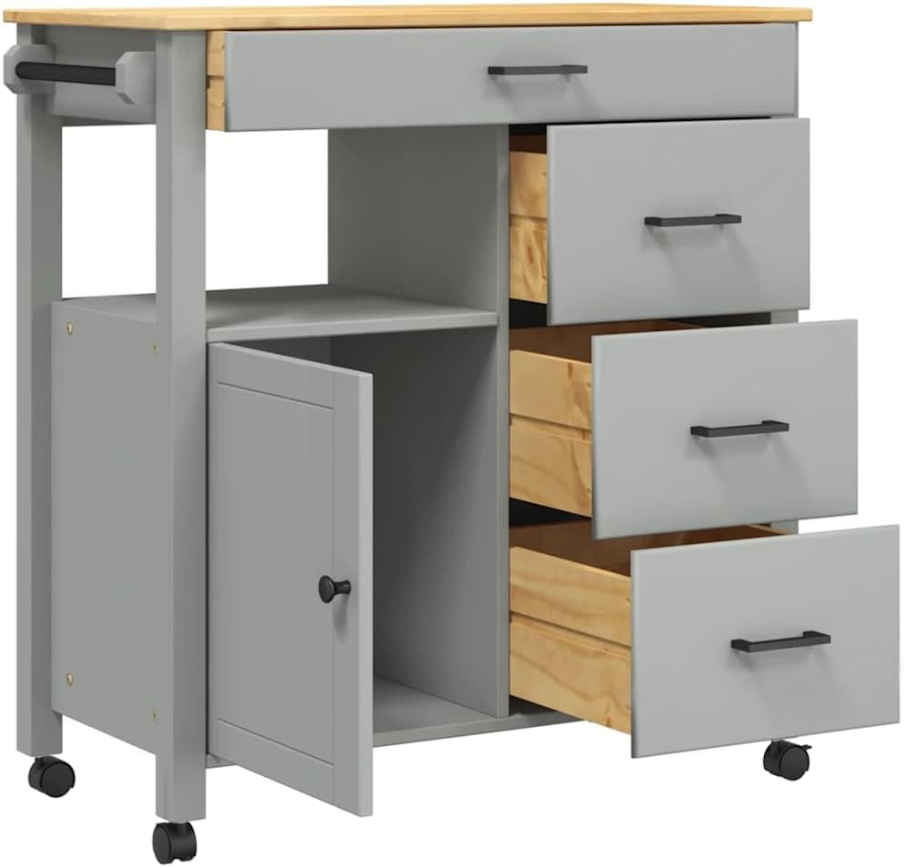 vidaXL Küchenwagen, Servierwagen mit viel Stauraum, Beistellwagen für Küche Wohnzimmer Badezimmer, T