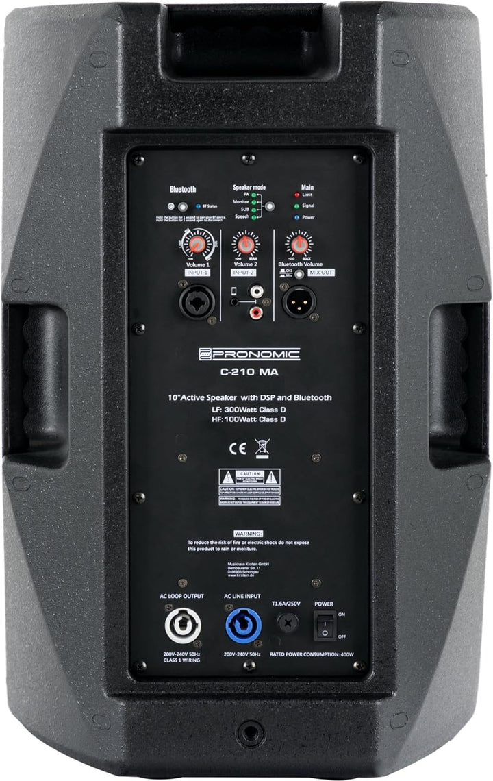 Pronomic C-215 MA - Aktive 2-Wege Box mit 2 Kanälen - Leistung: 1000 Watt - 15" Woofer + 1,75" Titan