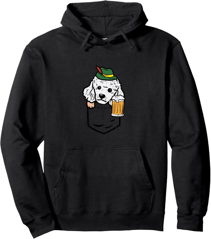 Pocket Deutsch Pudel Oktoberfest Bayrisch Hund Herren Damen Pullover Hoodie