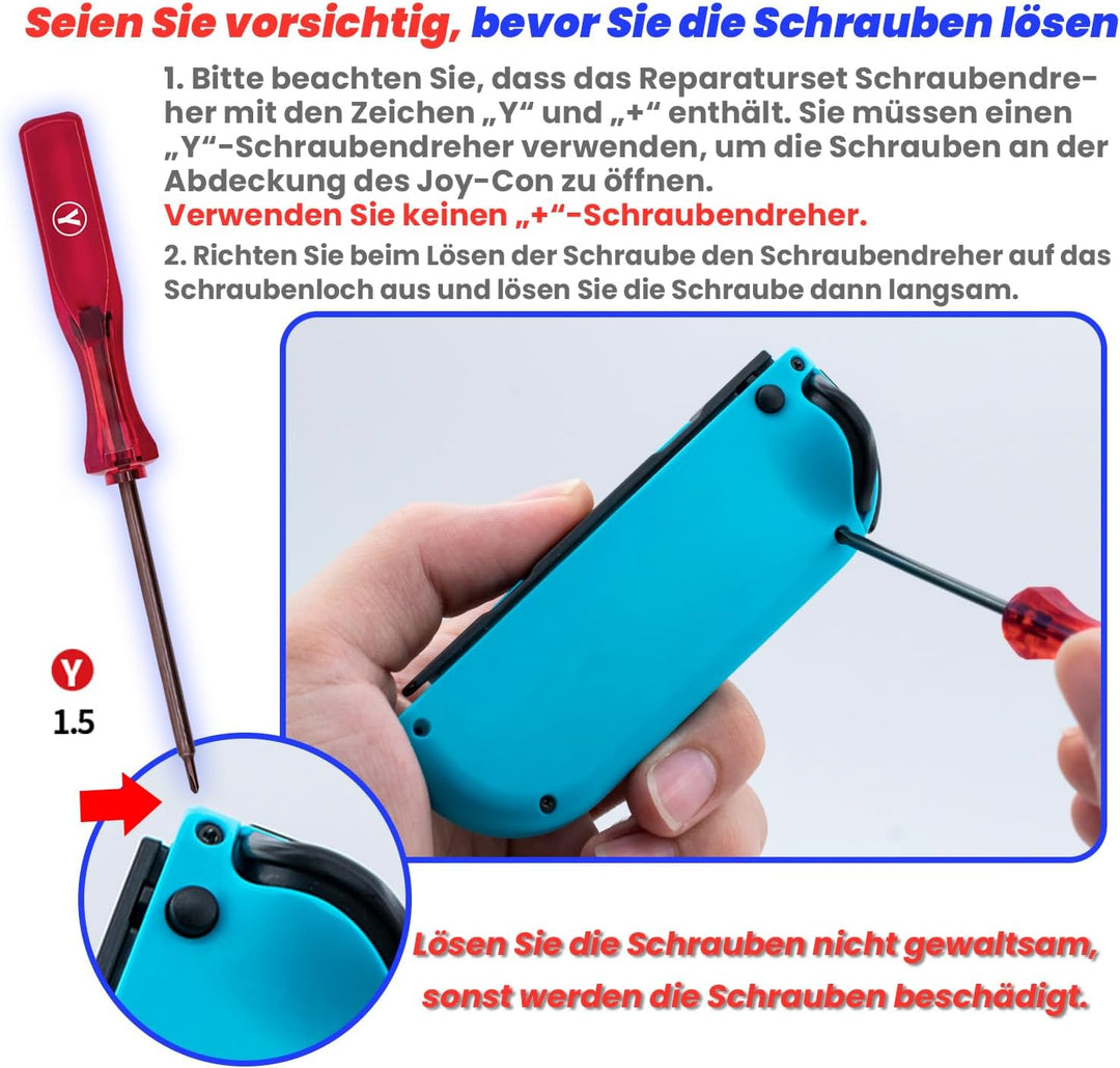 Mcbazel 18 in 1 Ersatz- und Reparatursatz für Switch Joycon. Mit Schraubendreher-Öffnungswerkzeug, 3