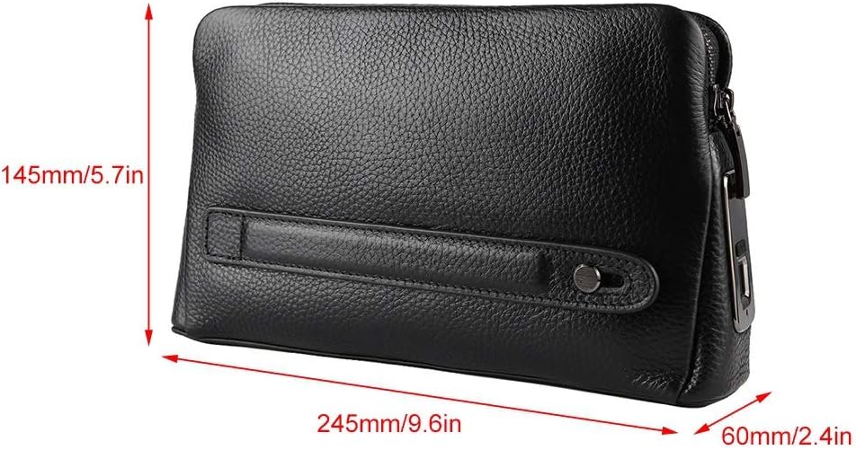 Mxzzand Herren Geldbörse Herren Reissverschluss Leder Geldbörse Smart Fingerprint Geldbörse Herren B