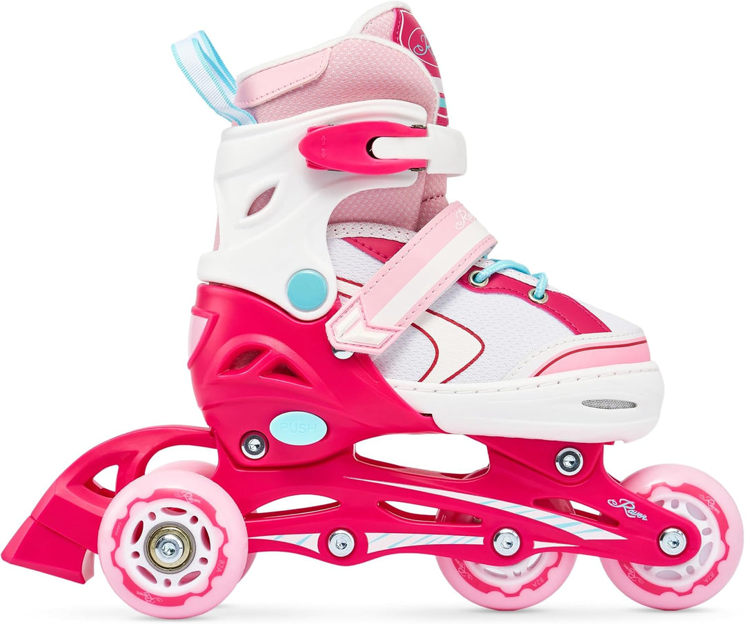 RAVEN 4in1 Inline Skates Triskates Rollschuhe Schlittschuhe Inliner für Kinder Mädchen verstellbar G