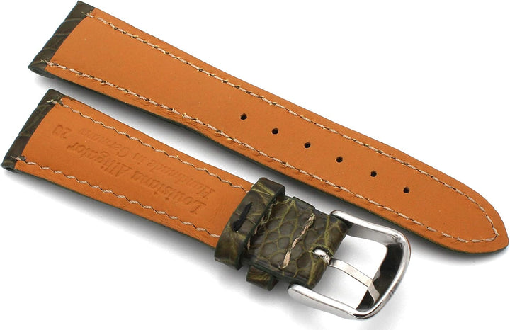 20mm XS Damenlänge Echt Alligator Vintage hangemacht in Deutschland Uhrenarmband Olive
