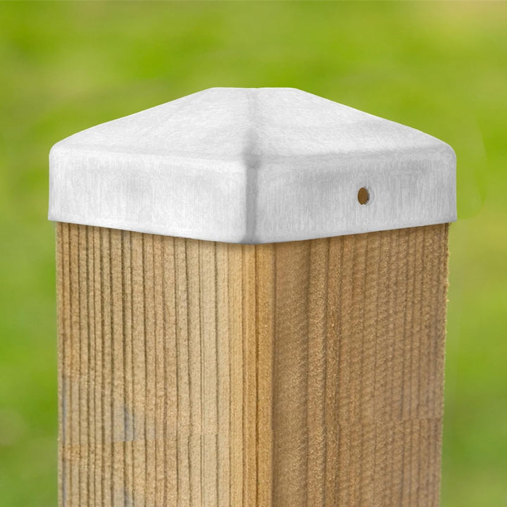 24 Stück Pfostenkappe 7x7, Einschlaghülse 70x70MM, Zaunpfosten Metall, Pyramiden Form Zaunpfosten Ka