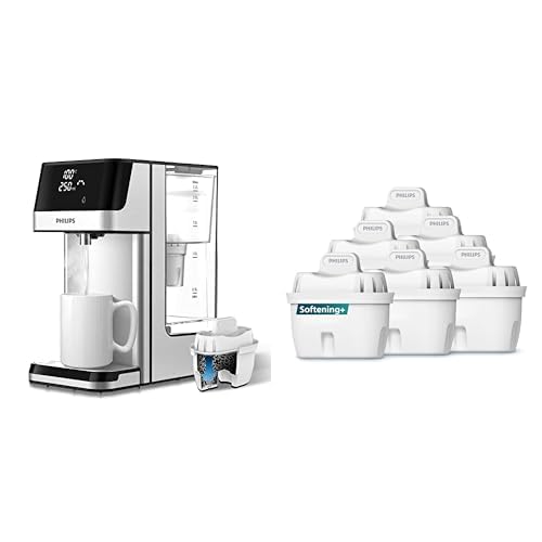 Philips Wasser Station & Wasserfilter-Kartusche Softening+, 6er-Pack, Brita-kompatibel, BIS ZU 50% W