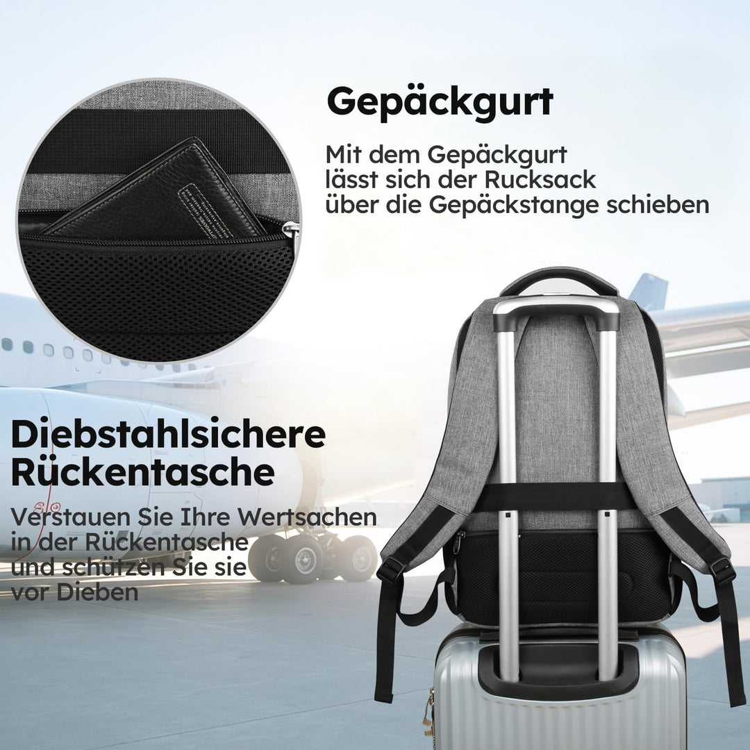 marcello Rucksack Herren, Laptop Rucksäcke mit USB-Ladeanschluss für Arbeit Schule Uni Schulrucksack