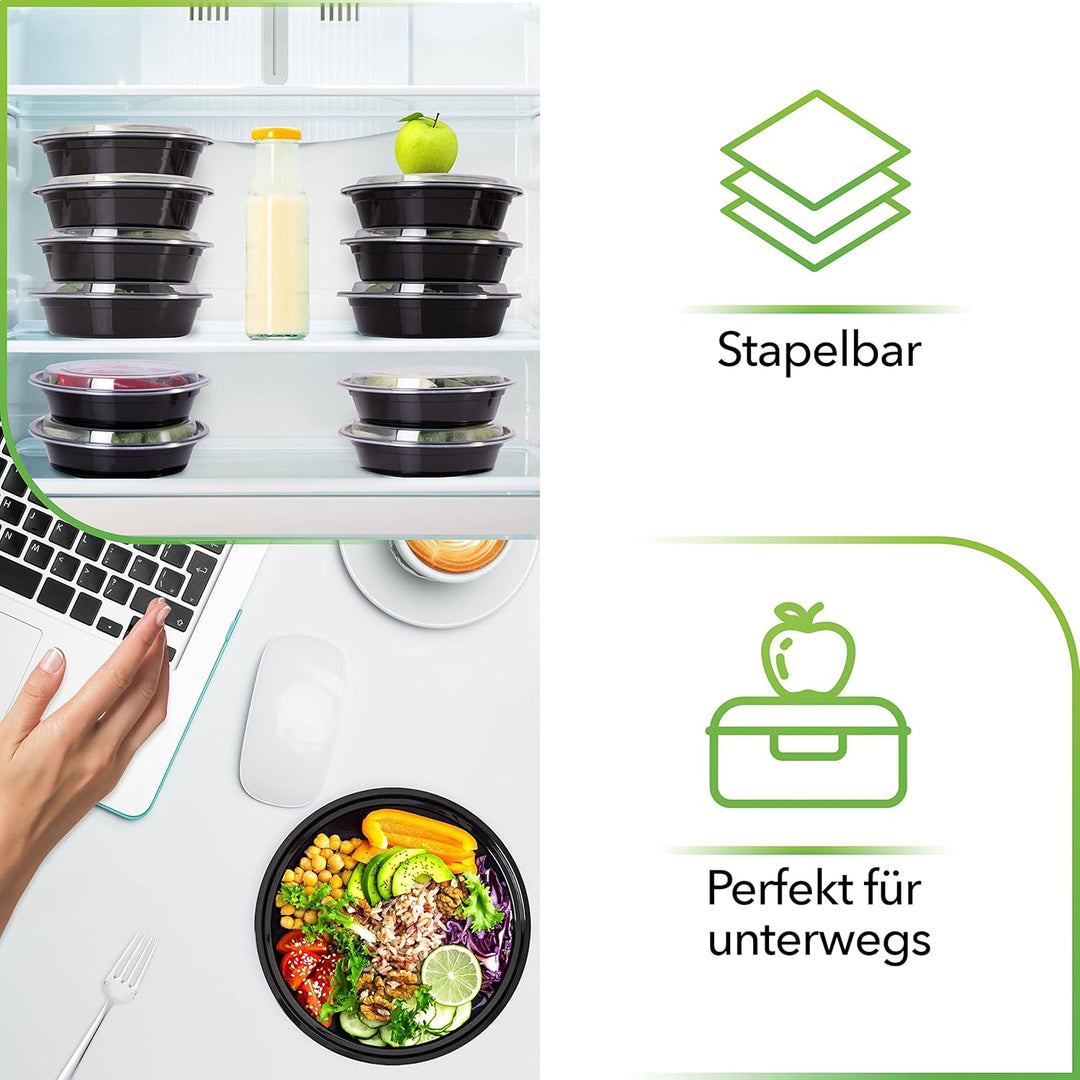 [30er Pack] 1-Fach Meal Prep Container mit Deckel - Meal Prep Boxen Wiederverwendbar Mikrowellengeei