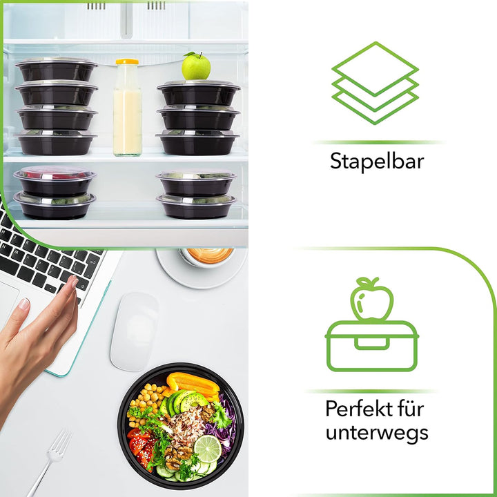 [30er Pack] 1-Fach Meal Prep Container mit Deckel - Meal Prep Boxen Wiederverwendbar Mikrowellengeei