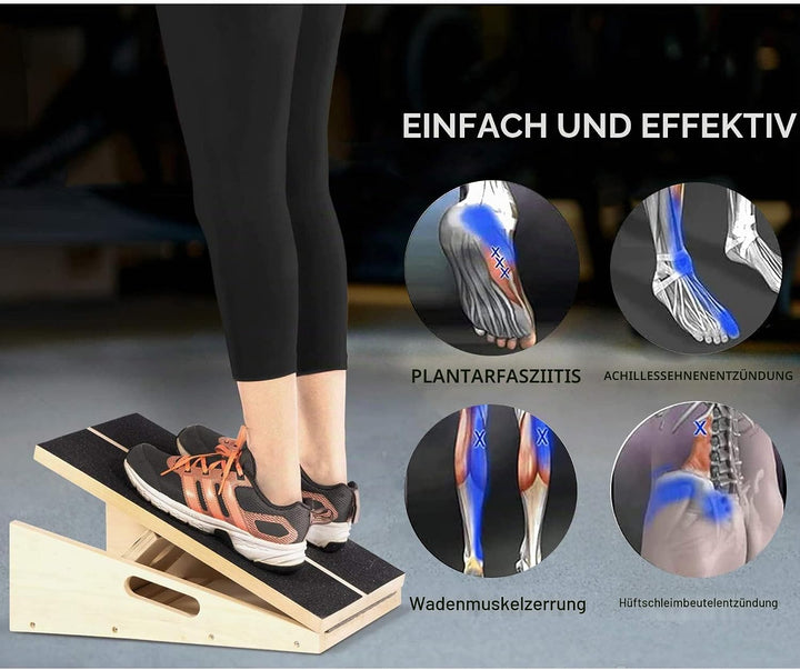 Professionelles Schrägbrett aus Holz, verstellbares Neigungsbrett und Wadendehner, Stretch-Brett - e