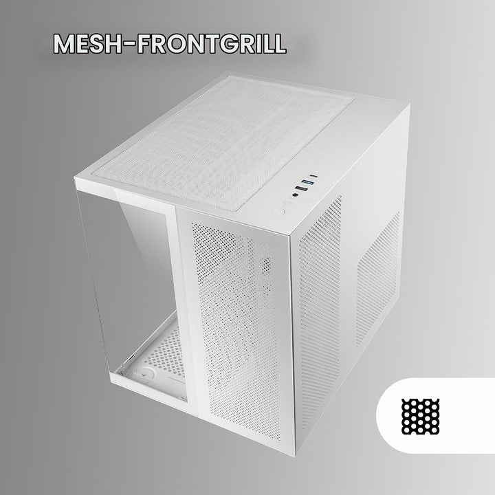 Mars Gaming MC-NOVAM Weiss, Custom MicroATX Compact Gehäuse, Dual Window Durchgehend Gehärtetes Glas
