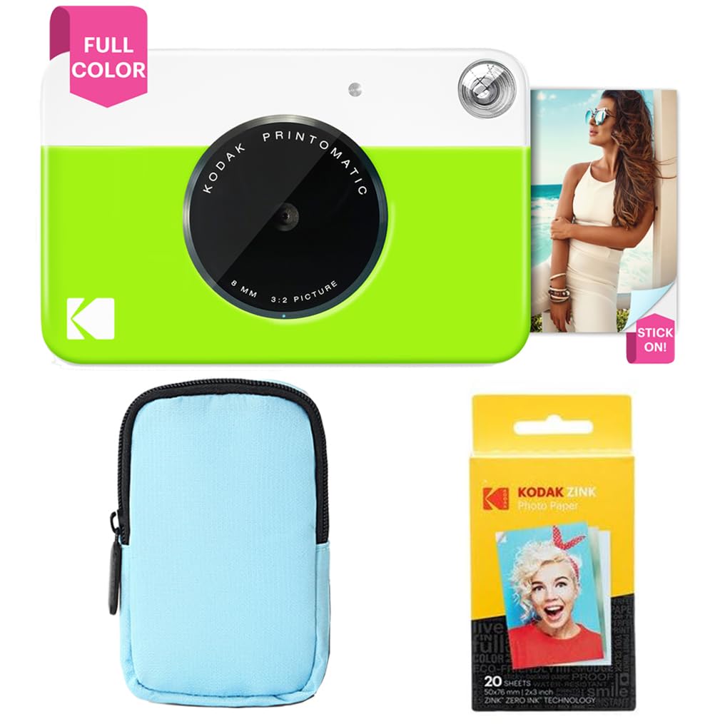 KODAK Printomatic Vollfarb-Sofortdruckkamera-Starterpaket + Softcase + Zink-Fotopapier (20er-Pack) –