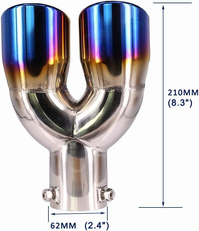 62mm Auspuff Endschalldämpfer Edelstahl Endschalldämpfer schalldämpfer Auto universal doppelt blau G