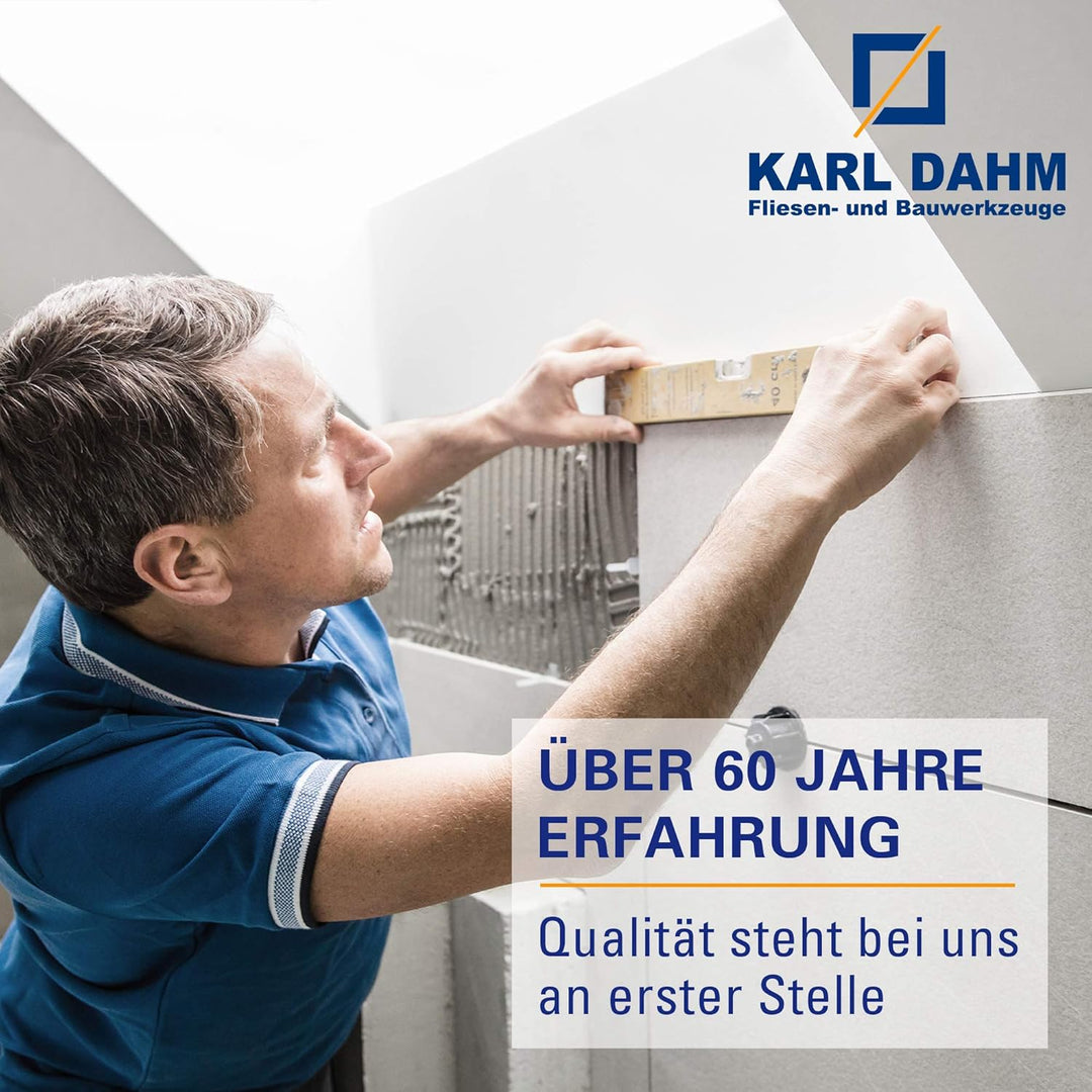 Karl Dahm Zughauben Set transparent für Fliesenstärke 3-12 mm, 150 Stück + Eimer – Geeignet für Leve