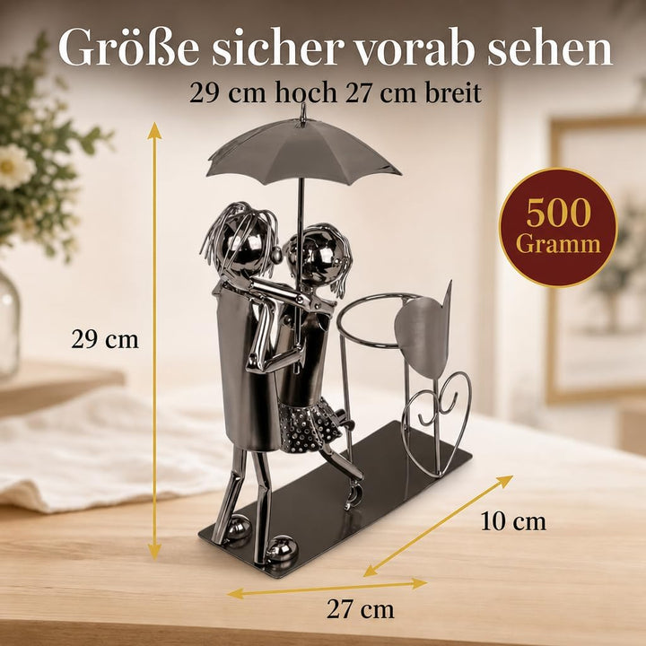 MIJOMA Weinflaschenhalter Liebespaar – Handgefertigte Metallkunst, romantischer dekorativer Flaschen