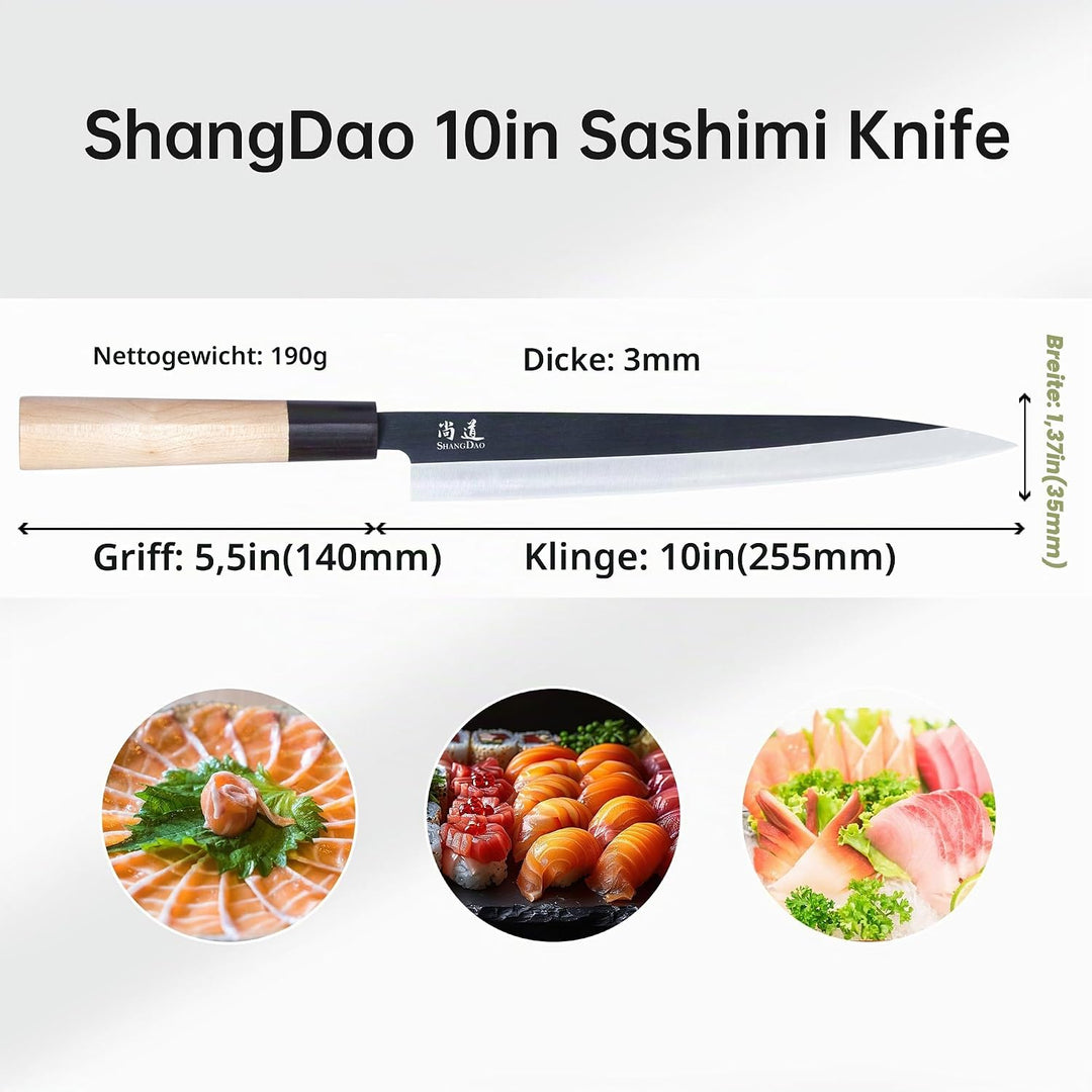 SHANGDAO Sashimi-Sushi-Messer 25 cm – Fleischschneidemesser und Yanagiba-Messer, Fischfiletieren und