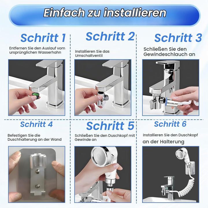 Handbrause für Waschbecken Set, Waschbeckenbrause mit Schlauch 1.5M, Duschkopfhalter und Wasserhahns