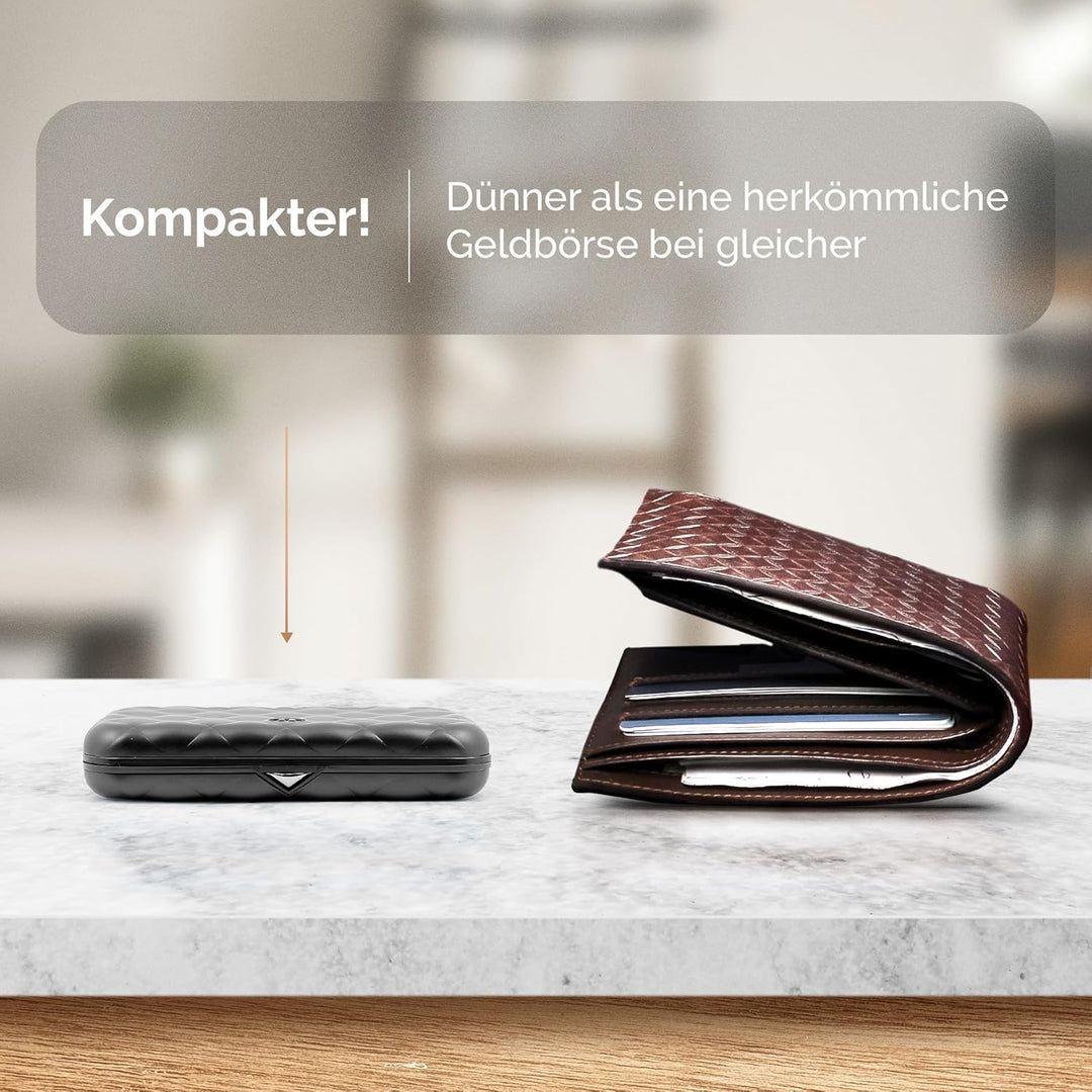 ÖGON Smart Wallets - Aluminium Geldbörse Quilted Button für Damen - RFID-Schutz - Bis zu 10 Karten u