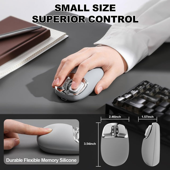 YUNZII C1 Silikon-Funkmaus,Tri-Mode 2,4 GHz/USB-C/Bluetooth Maus, 4800 DPI Optisches Abtastung, 6 Ve