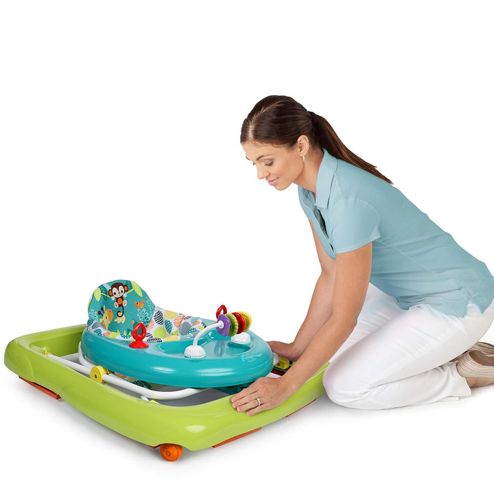 Bright Starts, Giggling Safari, Lauflernhilfe mit Spielzeuge, Perlenschiebespielzeug, 3 Höheneinstel