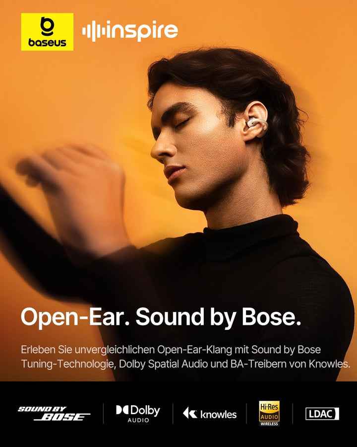 Baseus Inspire XC1 Open-Ear Kopfhörer, Sound by Bose, Cloud-Komfort Open Earbuds mit Dolby Audio | H