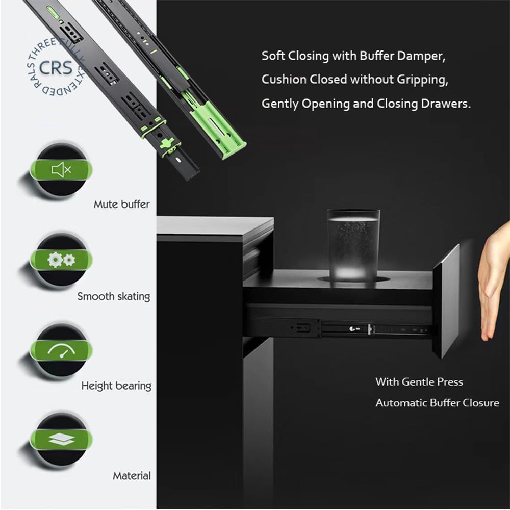 2 Paar Schubladenschienen Softclose,450 mm schubladenauszug vollauszug 45 kg Tragkraft, Kugelauszug