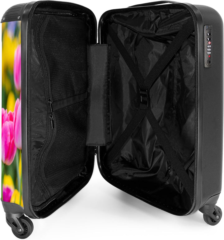 NoBoringSuitcases.com® Koffer Handgepäck Trolley Rollkoffer Kleine Reisekoffer mit 4 Rollen - Blumen