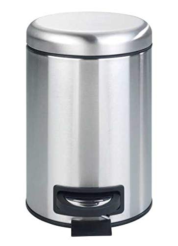 WENKO Kosmetik Treteimer Leman, 3 Liter, Bad-Mülleimer mit Anti-Fingerprint-Beschichtung, Beutelhalt