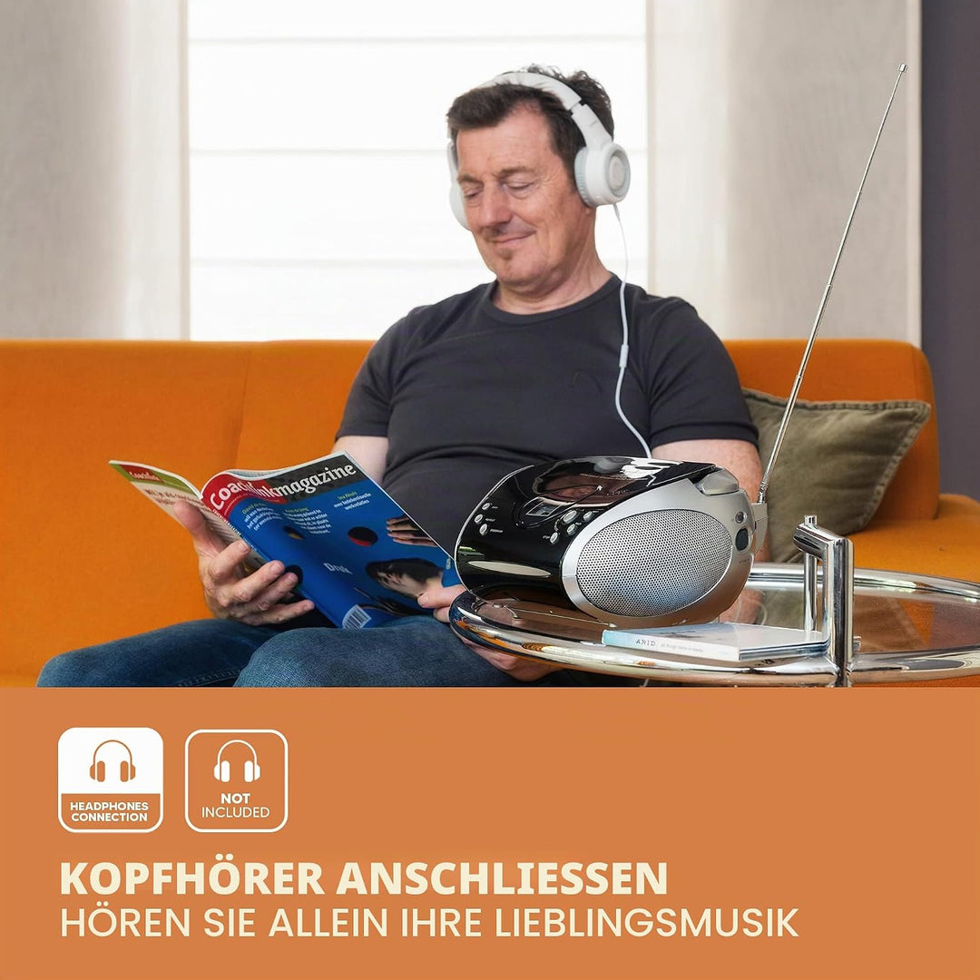 Lenco SCD24 - CD-Player für Kinder - CD-Radio - Stereoanlage - Boombox - UKW Radiotuner - Titel Spei