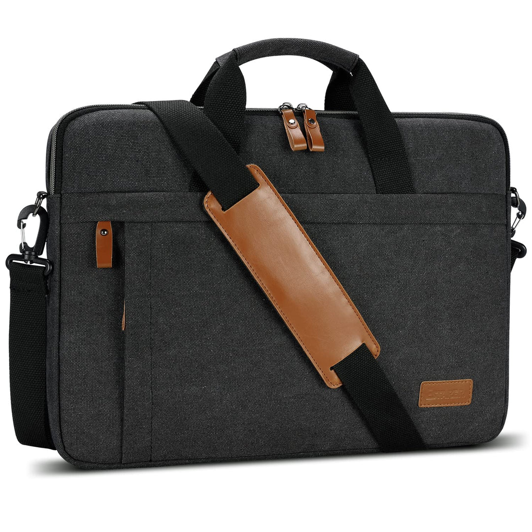 ESTARER Laptoptasche 15,6-17,3 Zoll, wasserabweisende Canvas-Computertasche für Herren, Dunkelgrau,