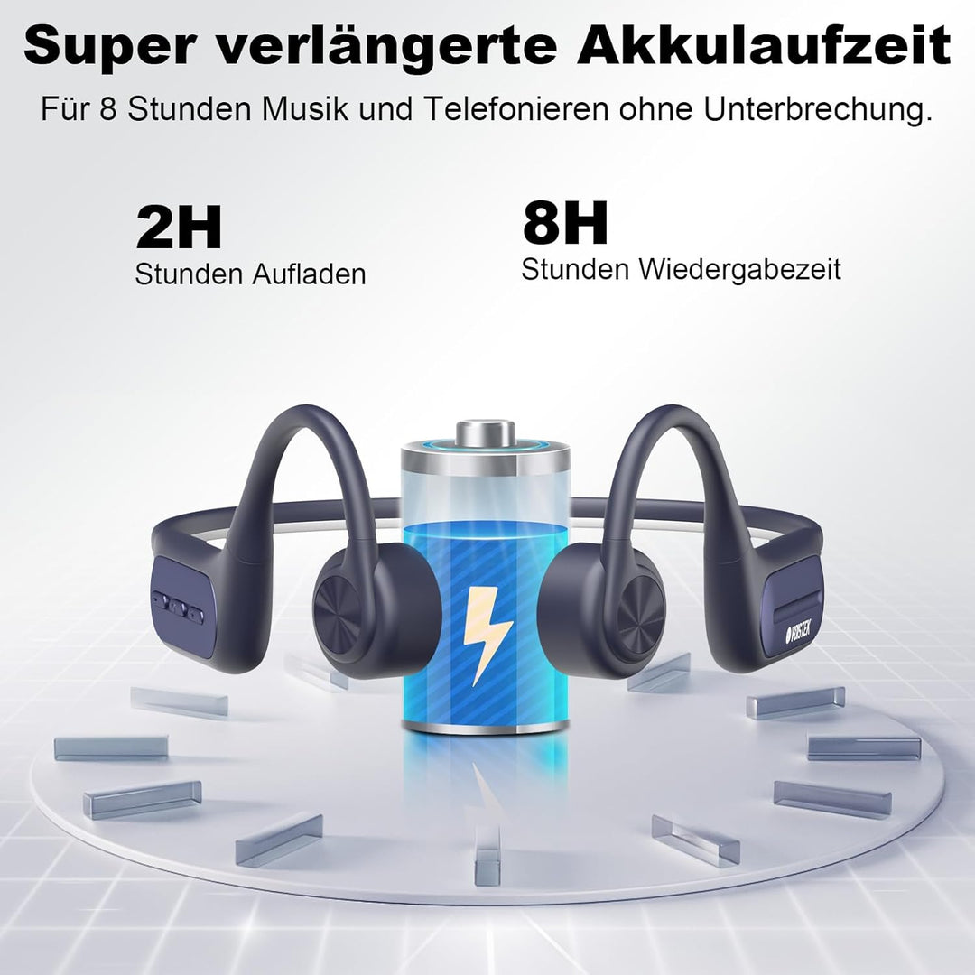 Voistek Knochenschall Kopfhörer,Bluetooth Open Ear Sportkopfhörer Kabellos mit IPX8 Wasserdichtigkei