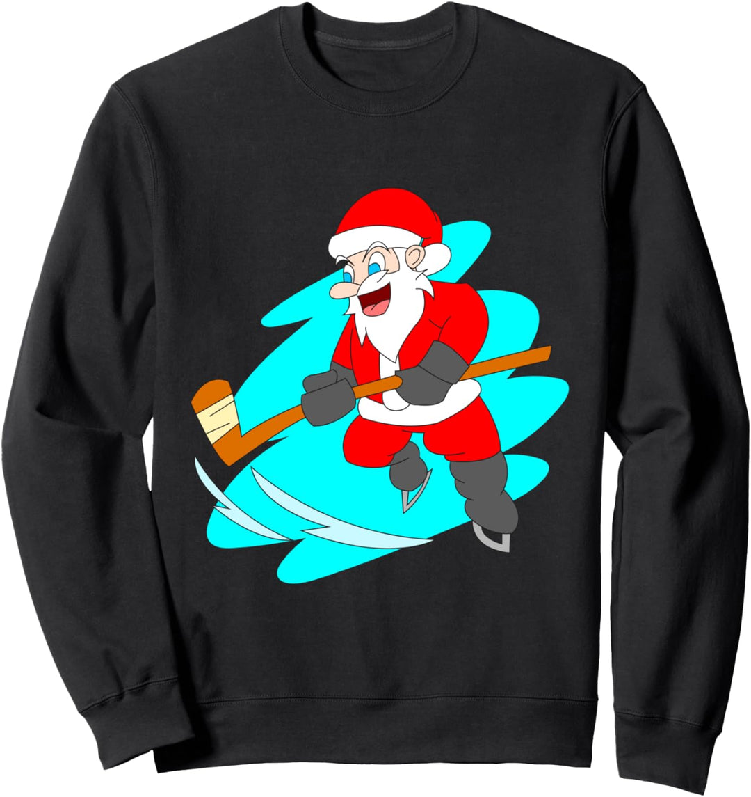 Weihnachtsmann Spielende Eishockeyspieler Weihnachten Sweatshirt