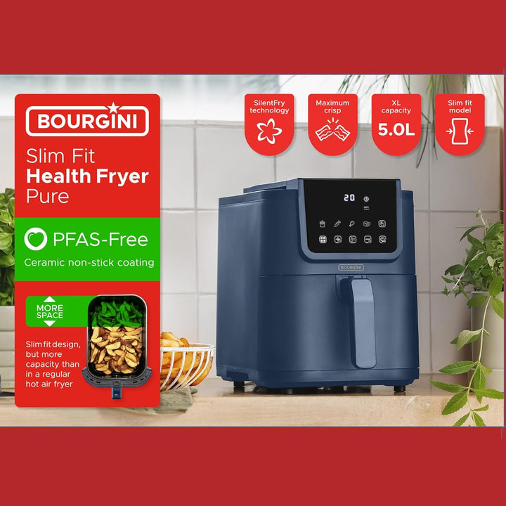 BOURGINI Luftfritteuse mit Keramikbeschichtung, frei von Chemikalien (PFAS, C6, PFHxA, PTFE, PFOA un