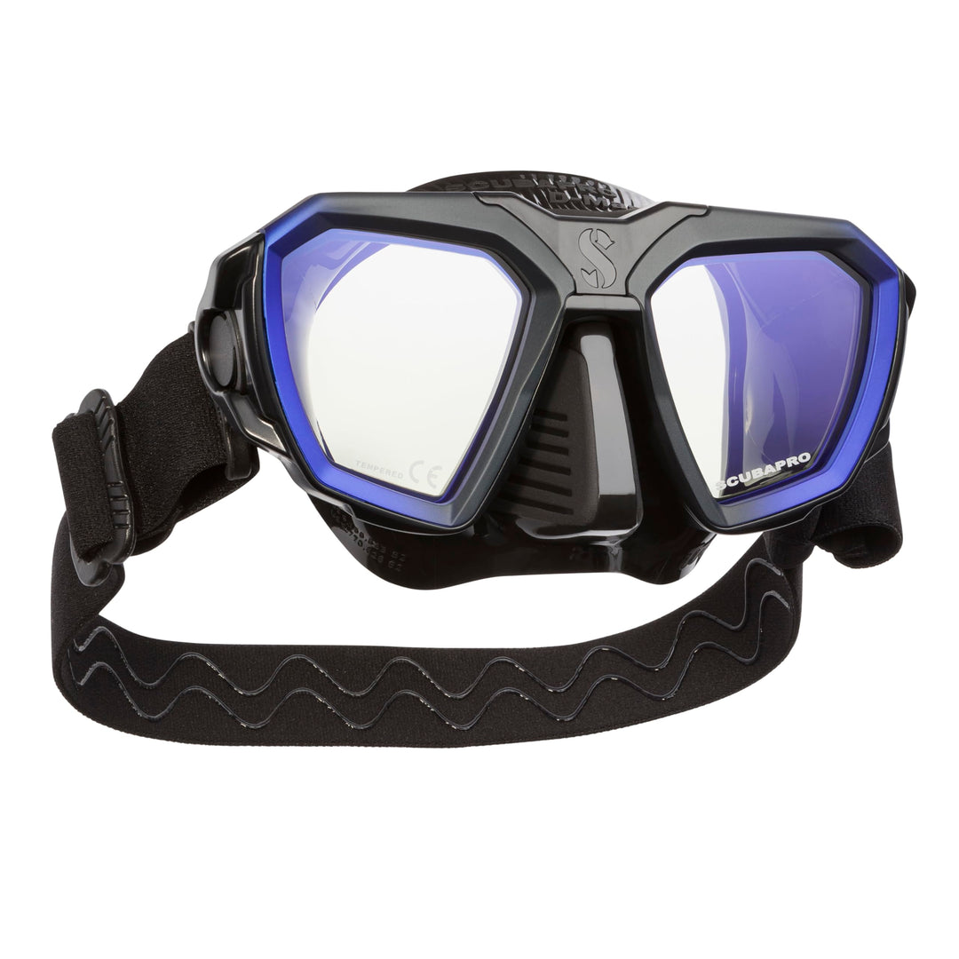 Scubapro D-Mask Tauchmaske - inkl. Montageadapter für den HUD Tauchcomputer Blau Schwarz Wide, Blau