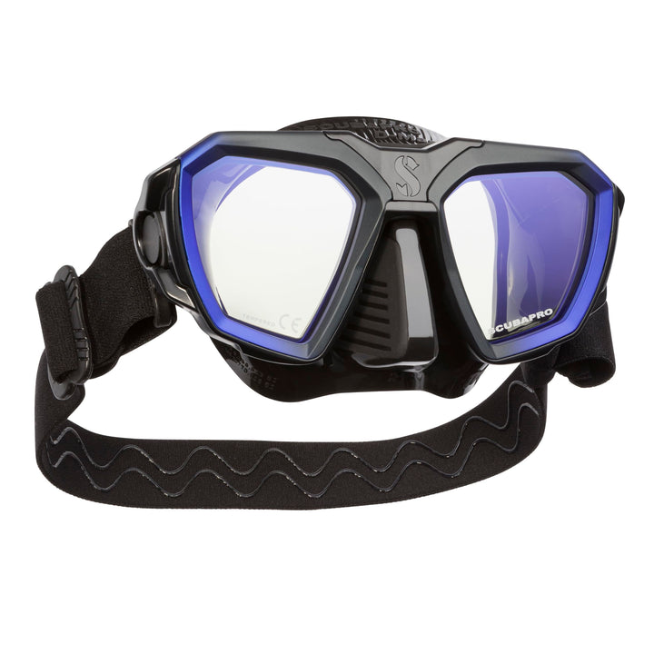 Scubapro D-Mask Tauchmaske - inkl. Montageadapter für den HUD Tauchcomputer Blau Schwarz Wide, Blau