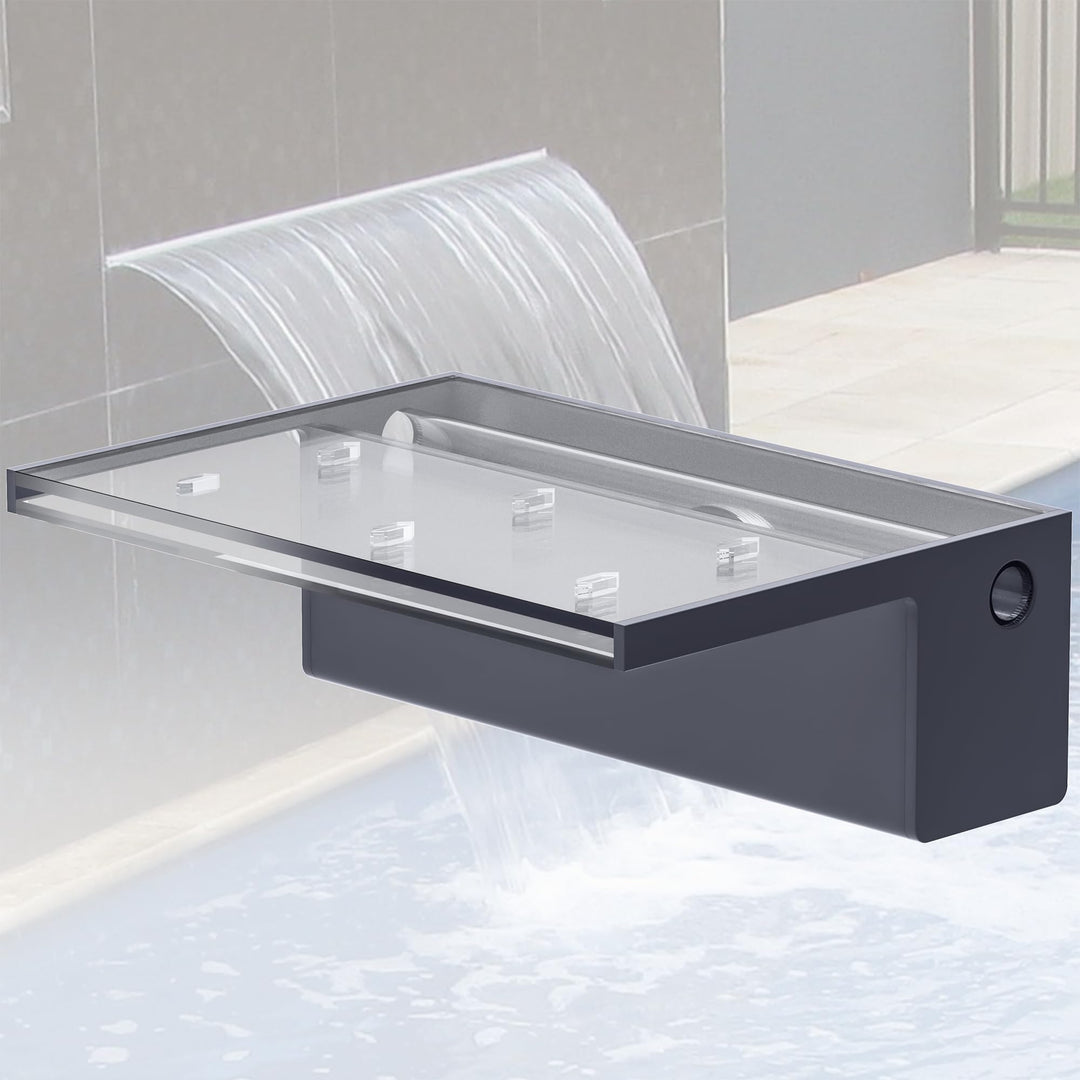 Teich Wasserfallklingen Set, 30 cm Acryl Poolfontäne mit Zubehör, Breite 20 cm Auslauf Wasserspiel W