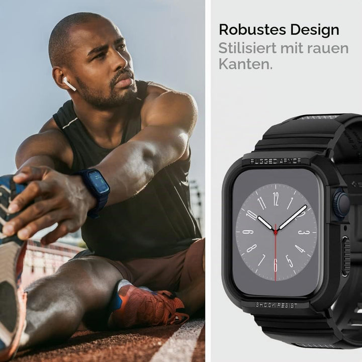 Spigen Rugged Armor Pro Hülle mit Band für Apple Watch 41/40mm | TPU-Unibody-Hülle mit Armband, Carb