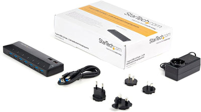 StarTech.com 7 Port USB 3.0 Hub plus dediziertem Ladeport, 2 x 2,4A Port, Desktop Hub und Schnelllad