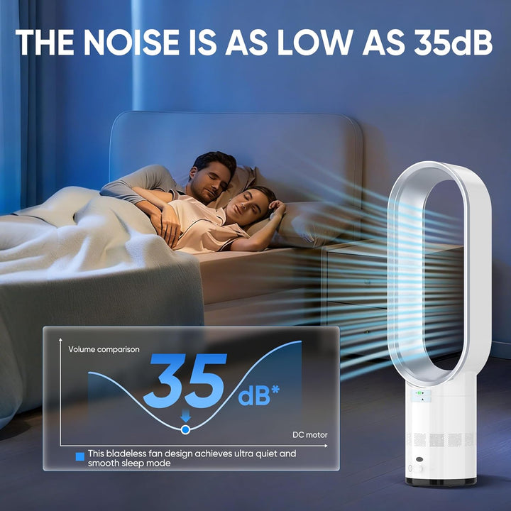 Rotorloser Ventilator,mit Fernbedienung, LED Display, 10 Geschwindigkeiten,Turmventilator sehr leise