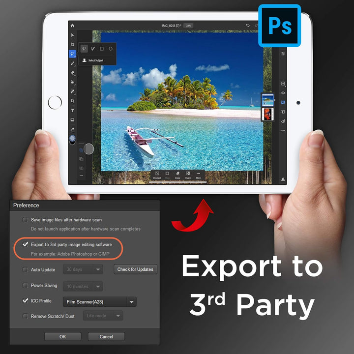 Plustek OpticFilm 135i - Automatischer Film- und Diascanner, Stapelkonvertierung von 35-mm-Dias und